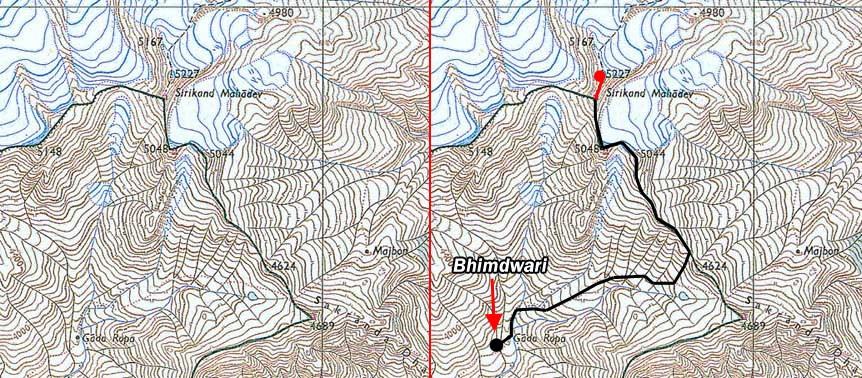 Topographic map of Shrikhand Mahadev