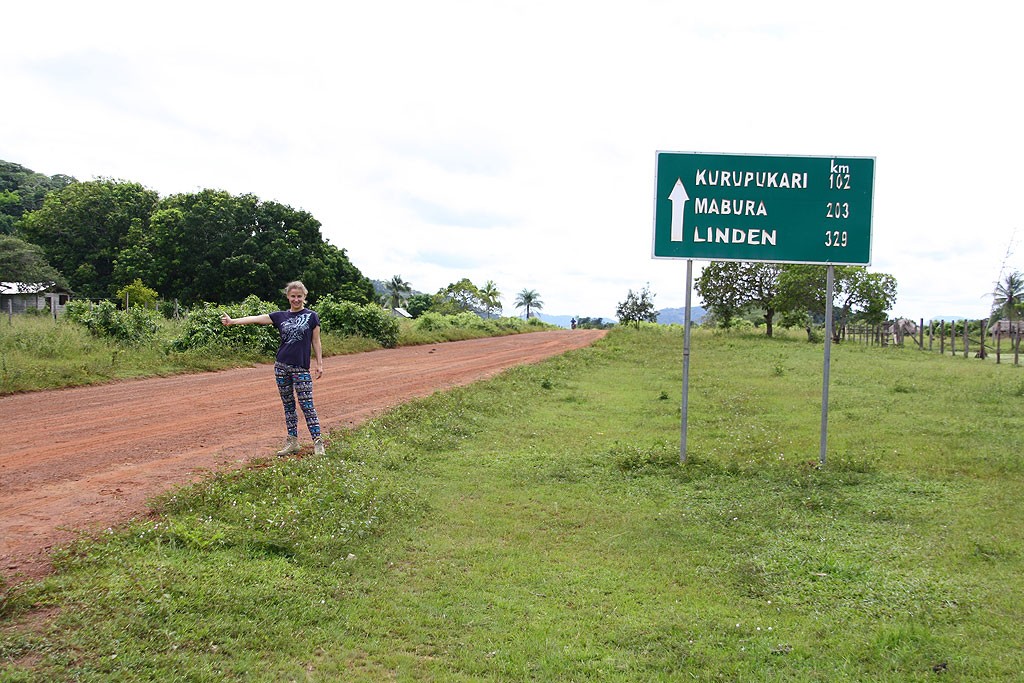 Hitchhiking on the main Georgetown - Lethem road